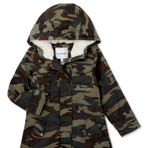 New Girls Heavyweight Cotton Faux Fur Lined Jacket - Picture 2 of 13